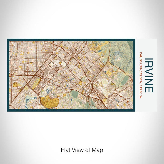 Rendered View of Irvine California Map on 17oz Stainless Steel Insulated Bottle with printed woodblock style map