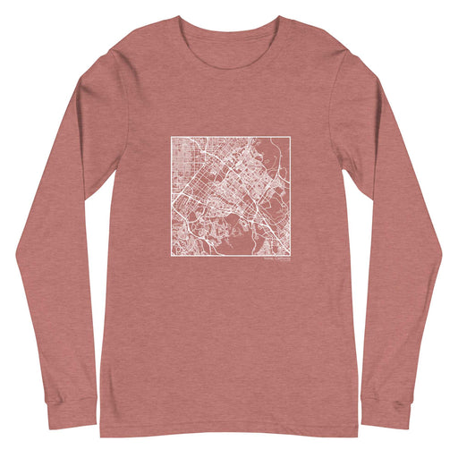 Irvine California  Map Unisex Long-Sleeve T-shirt with City inscription in Heather Mauve
