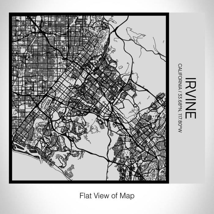 Rendered View of Irvine California Map on 17oz Stainless Steel Insulated Tumbler in Tactile Lines with Succulent in Background