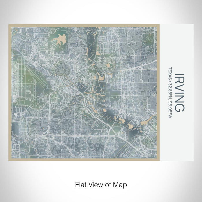 Rendered View of Irving Texas Map on 20oz Stainless Steel Insulated Bottle with Bamboo Top with printed afternoon style map