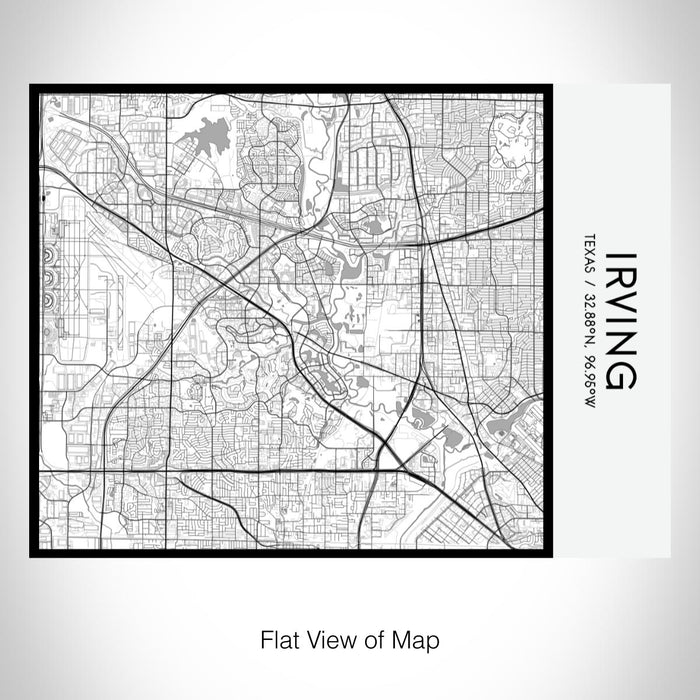 Rendered View of Irving Texas Map on 20oz Stainless Steel Insulated Bottle with Bamboo Top with printed classic style map