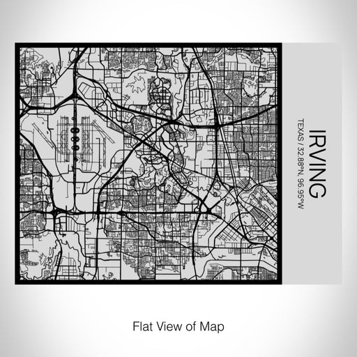 Rendered View of Irving Texas Map on 20oz Stainless Steel Insulated Bottle with Bamboo Top with printed Tactile Lines Map in Black