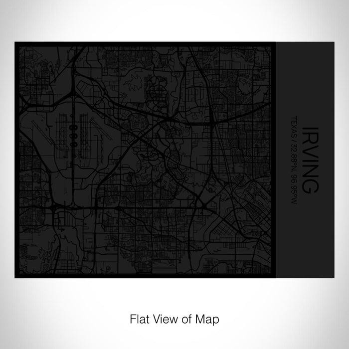 Rendered View of Irving Texas Map on 20oz Stainless Steel Insulated Bottle with Bamboo Top in Matte Black with printed Tactile Lines Map in Black