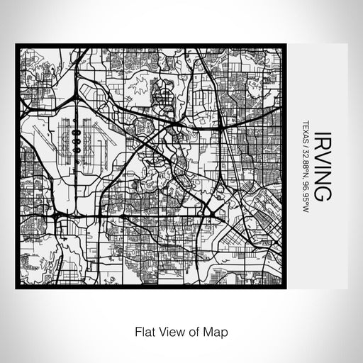 Rendered View of Irving Texas Map on 20oz Stainless Steel Insulated Bottle with Bamboo Top in Matte White with printed Tactile Lines Map in Black