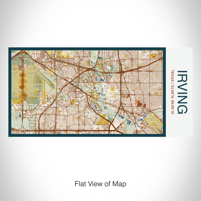 Rendered View of Irving Texas Map on 17oz Stainless Steel Insulated Bottle with printed woodblock style map