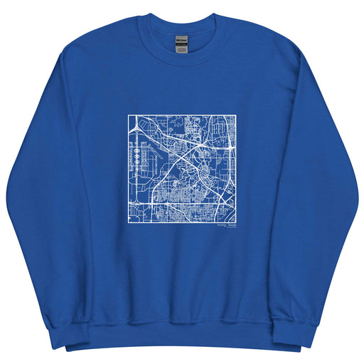 Irving Texas  Map Unisex Crewneck Sweater with City inscription in Royal Blue