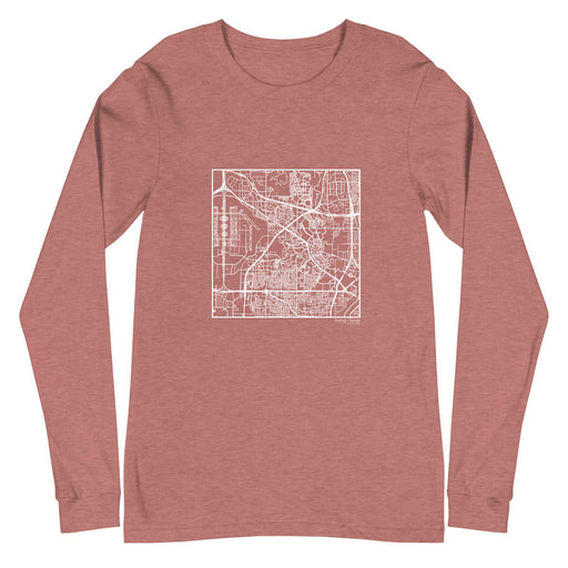 Irving Texas  Map Unisex Long-Sleeve T-shirt with City inscription in Heather Mauve