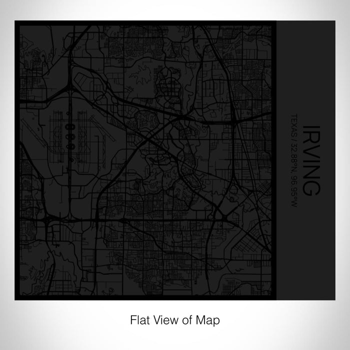 Rendered View of Irving Texas Map on 17oz Stainless Steel Insulated Tumbler in Matte Black with Tactile Lines
