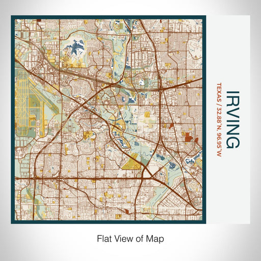 Rendered View of Irving Texas Map on 17oz Stainless Steel Insulated Tumbler in Woodblock Map Style