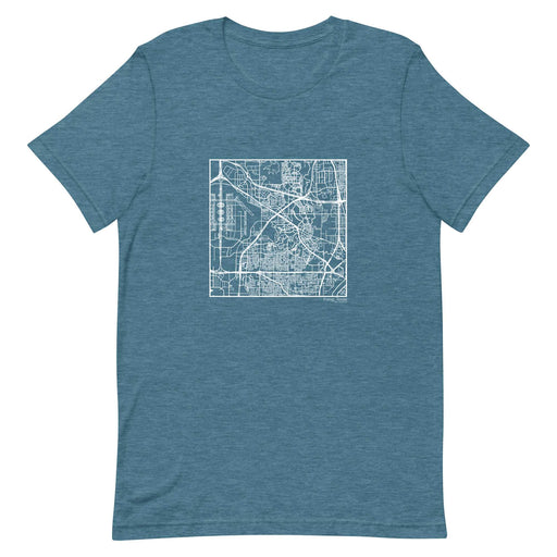 Irving Texas  Map Unisex T-Shirt with City inscription in Heather Teal