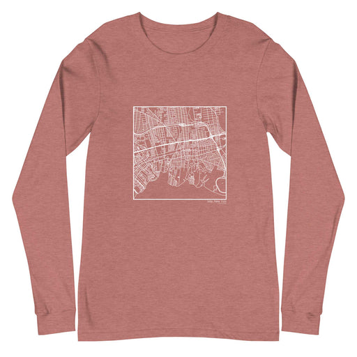 Islip New York  Map Unisex Long-Sleeve T-shirt with City inscription in Heather Mauve
