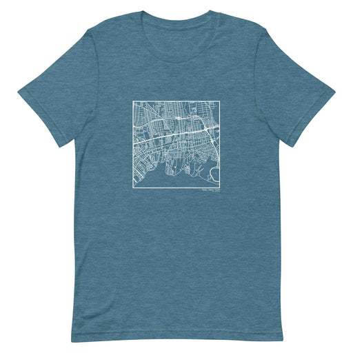 Islip New York  Map Unisex T-Shirt with City inscription in Heather Teal