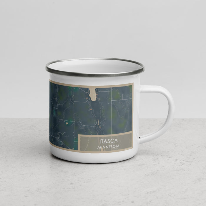 Right View Custom Itasca Minnesota Map Enamel Mug in Afternoon