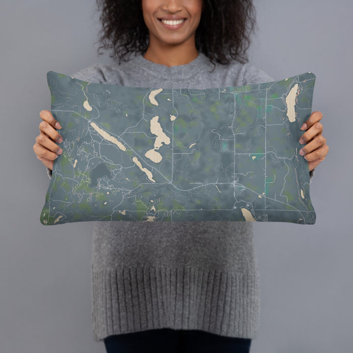 Person holding 20x12 Custom Itasca Minnesota Map Throw Pillow in Afternoon