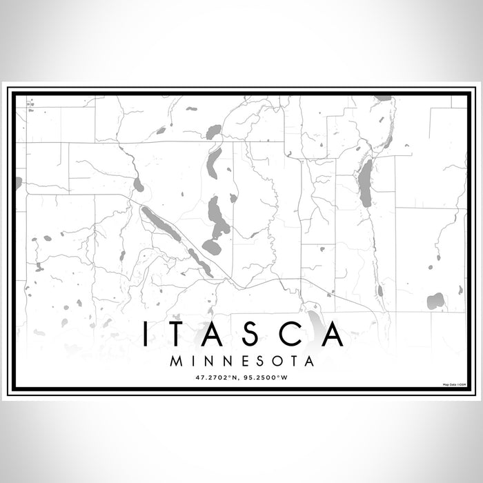 Itasca Minnesota Map Print Landscape Orientation in Classic Style With Shaded Background