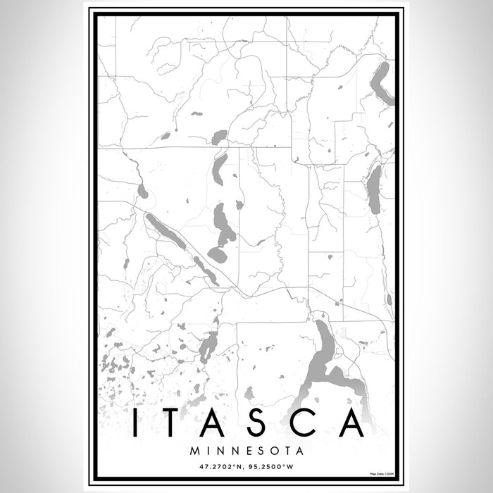 Itasca Minnesota Map Print Portrait Orientation in Classic Style With Shaded Background