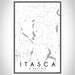 Itasca Minnesota Map Print Portrait Orientation in Classic Style With Shaded Background