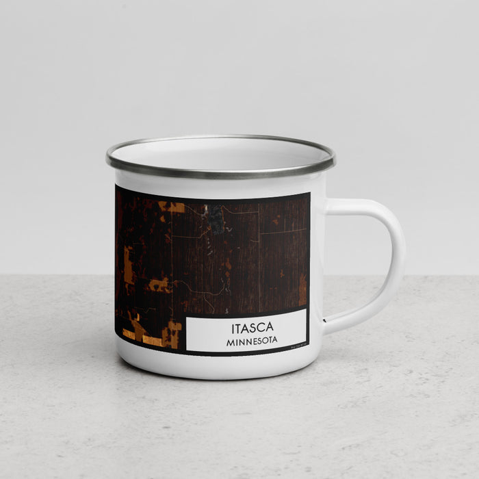 Right View Custom Itasca Minnesota Map Enamel Mug in Ember