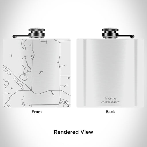 Rendered View of Itasca Minnesota Map Engraving on 6oz Stainless Steel Flask in White