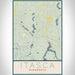 Itasca Minnesota Map Print Portrait Orientation in Woodblock Style With Shaded Background