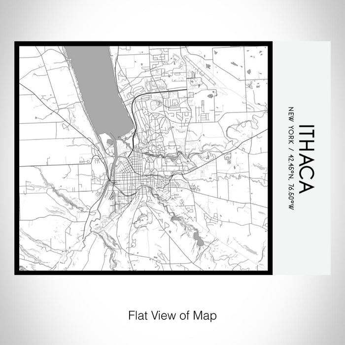 Rendered View of Ithaca New York Map on 20oz Stainless Steel Insulated Bottle with Bamboo Top with printed classic style map