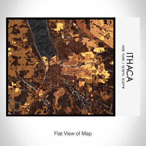 Rendered View of Ithaca New York Map on 20oz Stainless Steel Insulated Bottle with Bamboo Top with printed ember style map