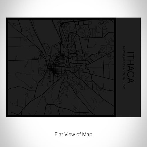 Rendered View of Ithaca New York Map on 20oz Stainless Steel Insulated Bottle with Bamboo Top in Matte Black with printed Tactile Lines Map in Black