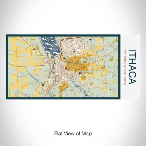 Rendered View of Ithaca New York Map on 17oz Stainless Steel Insulated Bottle with printed woodblock style map