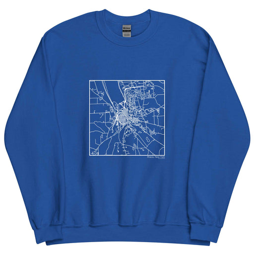 Ithaca New York  Map Unisex Crewneck Sweater with City inscription in Royal Blue
