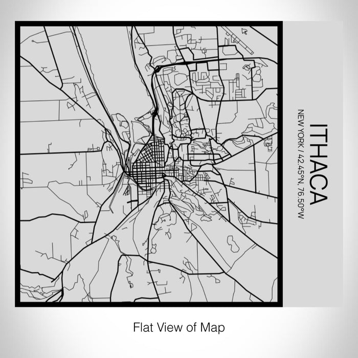 Rendered View of Ithaca New York Map on 17oz Stainless Steel Insulated Tumbler in Tactile Lines with Succulent in Background