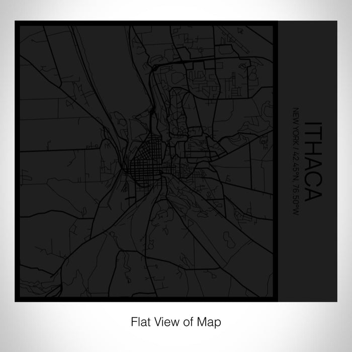 Rendered View of Ithaca New York Map on 17oz Stainless Steel Insulated Tumbler in Matte Black with Tactile Lines