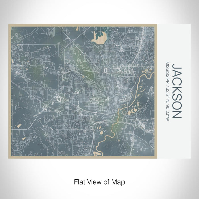 Rendered View of Jackson Mississippi Map on 20oz Stainless Steel Insulated Bottle with Bamboo Top with printed afternoon style map