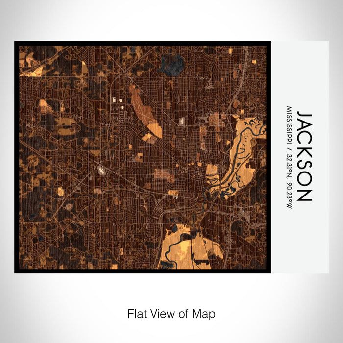 Rendered View of Jackson Mississippi Map on 20oz Stainless Steel Insulated Bottle with Bamboo Top with printed ember style map