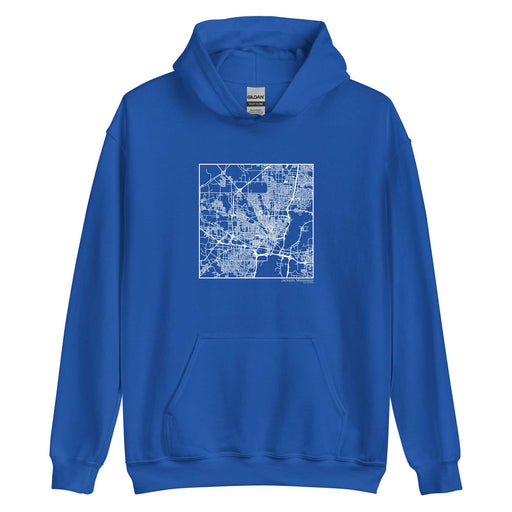 Jackson Mississippi  Map Unisex Hoodie Sweater with City inscription in Royal Blue
