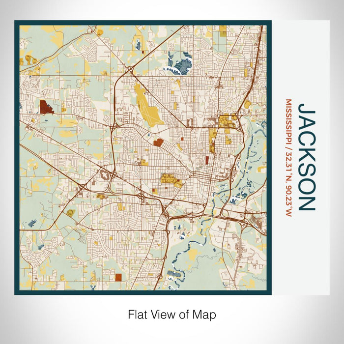 Rendered View of Jackson Mississippi Map on 17oz Stainless Steel Insulated Tumbler in Woodblock Map Style