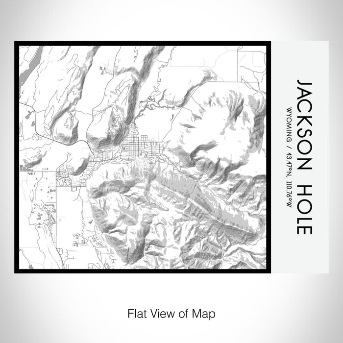 Rendered View of Jackson Hole Wyoming Map on 20oz Stainless Steel Insulated Bottle with Bamboo Top with printed classic style map