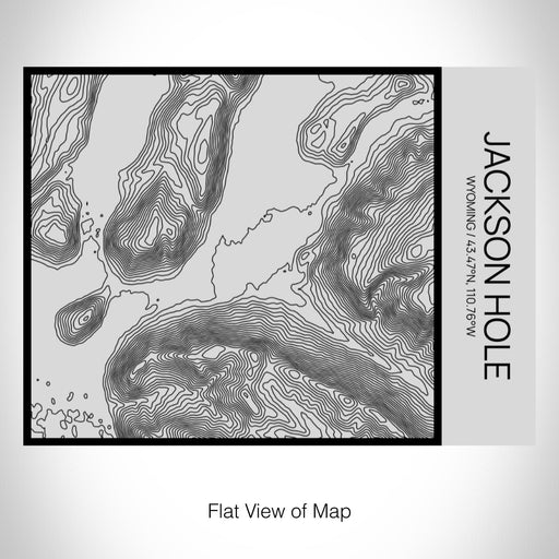 Rendered View of Jackson Hole Wyoming Map on 20oz Stainless Steel Insulated Bottle with Bamboo Top with printed Tactile Lines Map in Black
