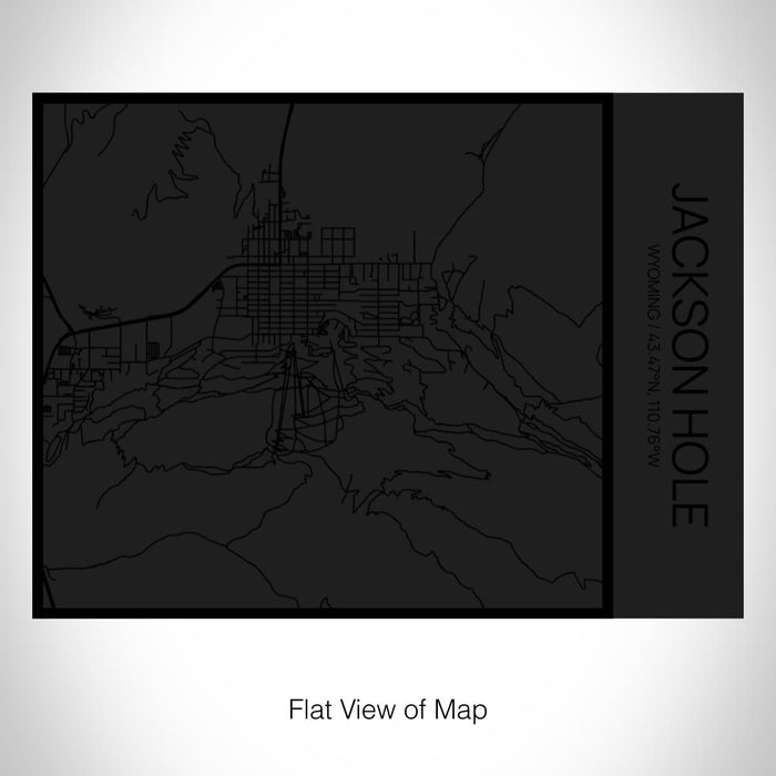 Rendered View of Jackson Hole Wyoming Map on 20oz Stainless Steel Insulated Bottle with Bamboo Top in Matte Black with printed Tactile Lines Map in Black