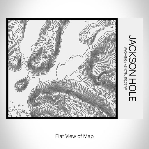 Rendered View of Jackson Hole Wyoming Map on 20oz Stainless Steel Insulated Bottle with Bamboo Top in Matte White with printed Tactile Lines Map in Black