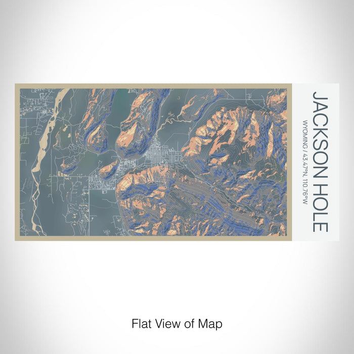 Rendered View of Jackson Hole Wyoming Map on 17oz Stainless Steel Insulated Bottle with printed afternoon style map