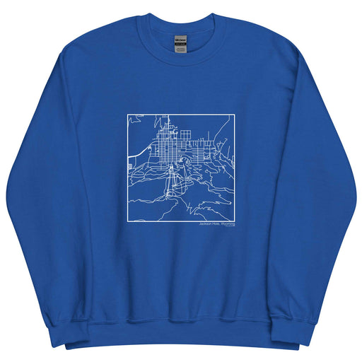 Jackson Hole Wyoming  Map Unisex Crewneck Sweater with City inscription in Royal Blue