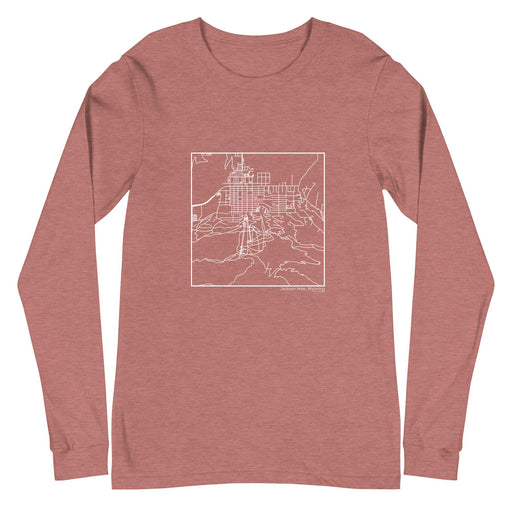 Jackson Hole Wyoming  Map Unisex Long-Sleeve T-shirt with City inscription in Heather Mauve