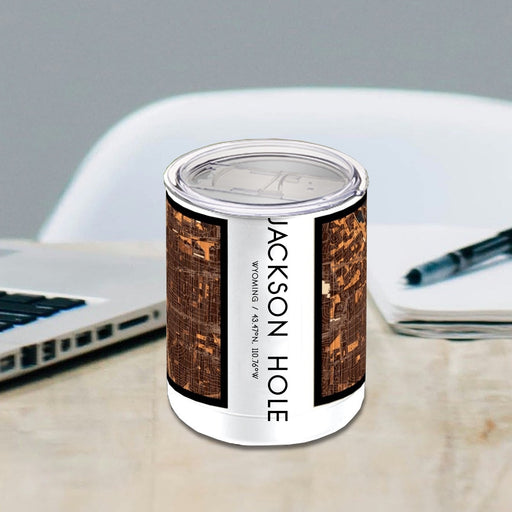 Jackson Hole Wyoming Custom City Map Inscription Coordinates on 10oz Stainless Steel Insulated Cup in Ember with Sliding Lid
