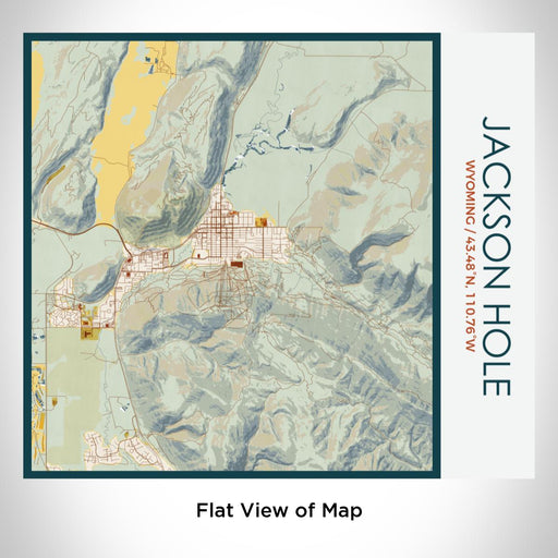 Rendered View of Jackson Hole Wyoming Map on 17oz Stainless Steel Insulated Tumbler in Woodblock Map Style