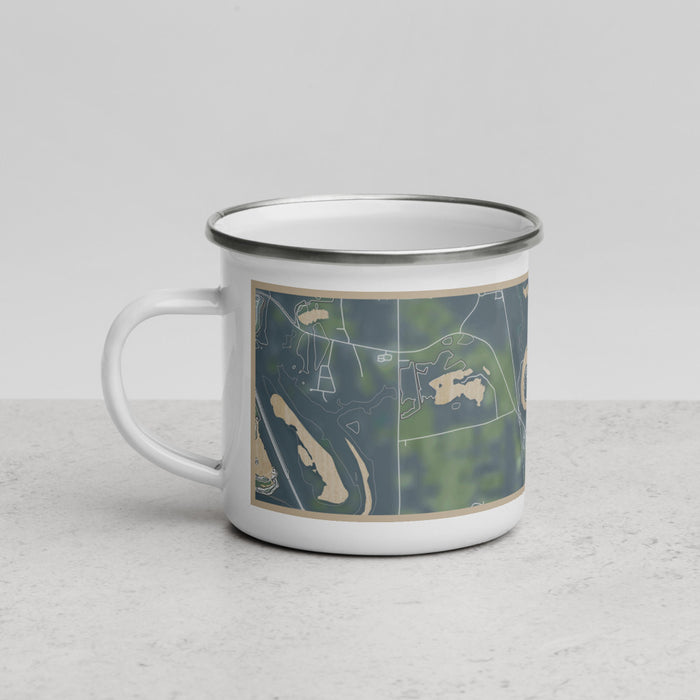 Left View Custom Jackson Lake Island Alabama Map Enamel Mug in Afternoon