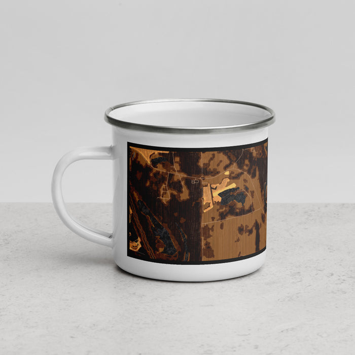 Left View Custom Jackson Lake Island Alabama Map Enamel Mug in Ember