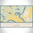 Jackson Lake Island Alabama Map Print Landscape Orientation in Woodblock Style With Shaded Background