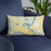 Custom Jackson Lake Island Alabama Map Throw Pillow in Woodblock on Blue Colored Chair