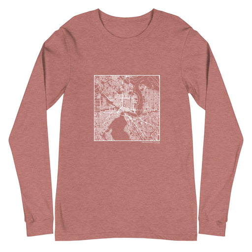 Jacksonville Florida  Map Unisex Long-Sleeve T-shirt with City inscription in Heather Mauve