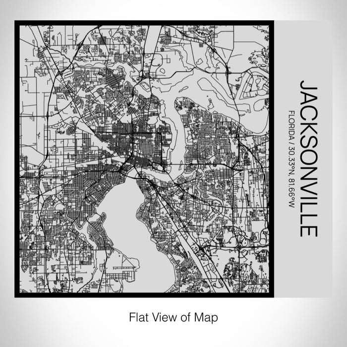 Rendered View of Jacksonville Florida Map on 17oz Stainless Steel Insulated Tumbler in Tactile Lines with Succulent in Background